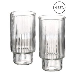 ELLA STRIPES Set of 4 glasses 400ml in borosilicate glass 7x5.6x14cm