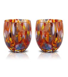 Klassieke waterglazen van handgeblazen en handgemaakt glas met Murano Murrine, lijn “I Colori di Murano”, 320 ml. Gemaakt in Italië