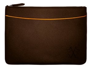 LAC VIEW laptop sleeve with brown front pocket, Orange border, 38cm