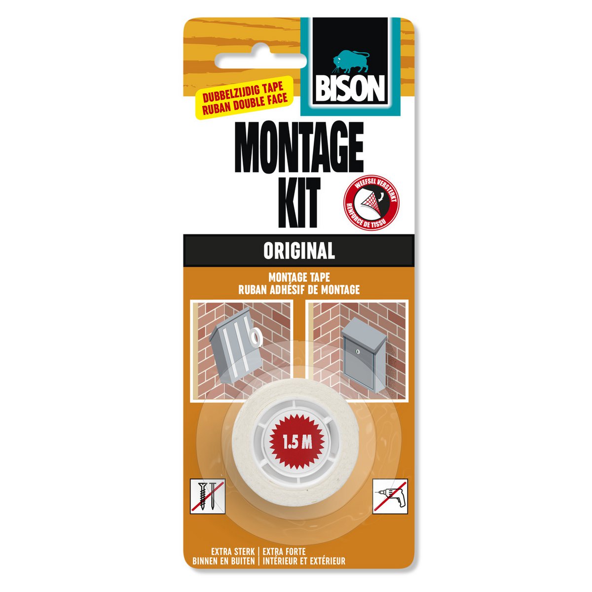 Bison montagekit tape 1,5m x 19mm