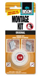 # Product Description
White double-sided mounting tape roll, adhesive fastening kit for hanging and assembly projects.