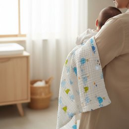 Nuvinokids® 6-lags bomuldsmuslin babytæppe blåhvaler