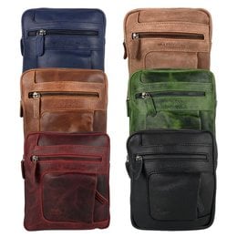 'Shoulder Bag or Crossbody Bag In 6 Colors Smooth Leather With An Adjustable Shoulder Strap'
The product is a shoulder bag or crossbody bag made of smooth leather, available in 6 different colors: cognac, black, dark blue, red, green, and taupe. The bag has an adjustable shoulder strap for versatile wear.
