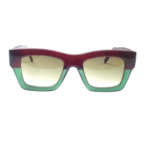 Handbemalte Sonnenbrille - G67 -Braun - Transluzentes Grün