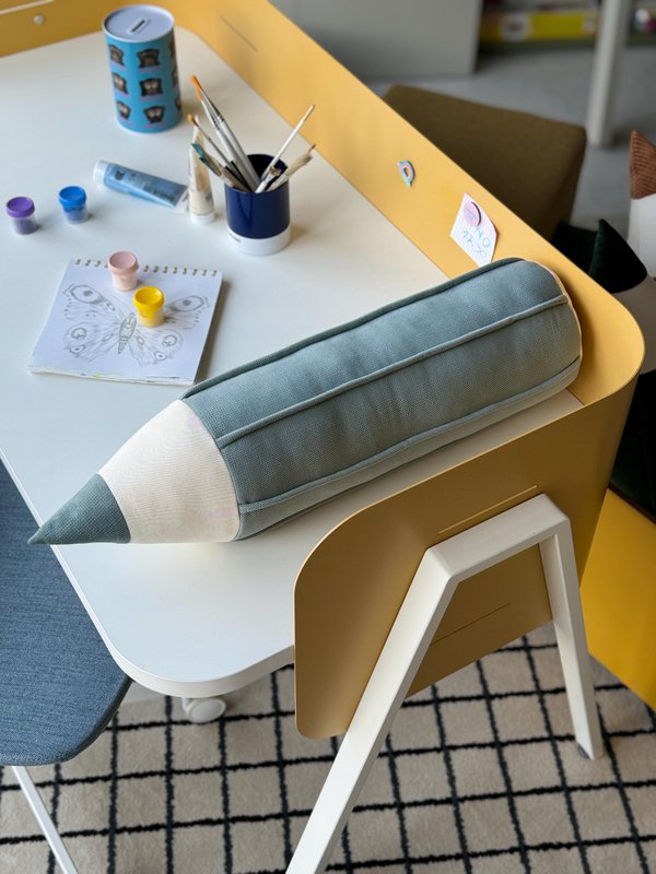 Crayon velvet pillow “Blue"