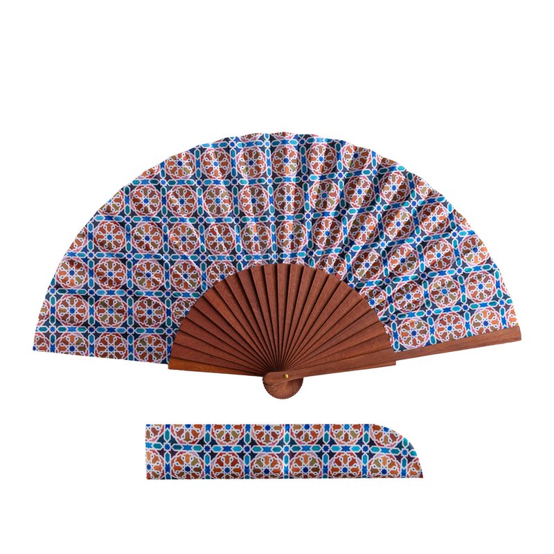 Moorish Geometry Satin Hand Fan Aixa 23 cm