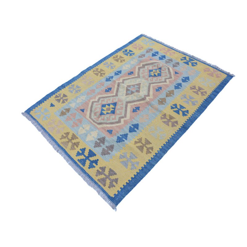 Modern schemerblauw Kelim vloerkleed