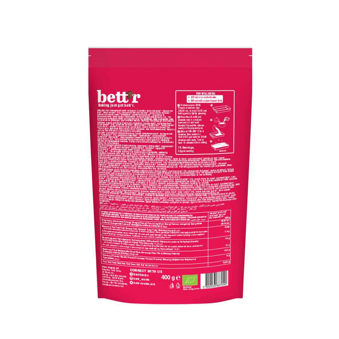 Organic Brownie Mix, organic, Bett'r, 400g