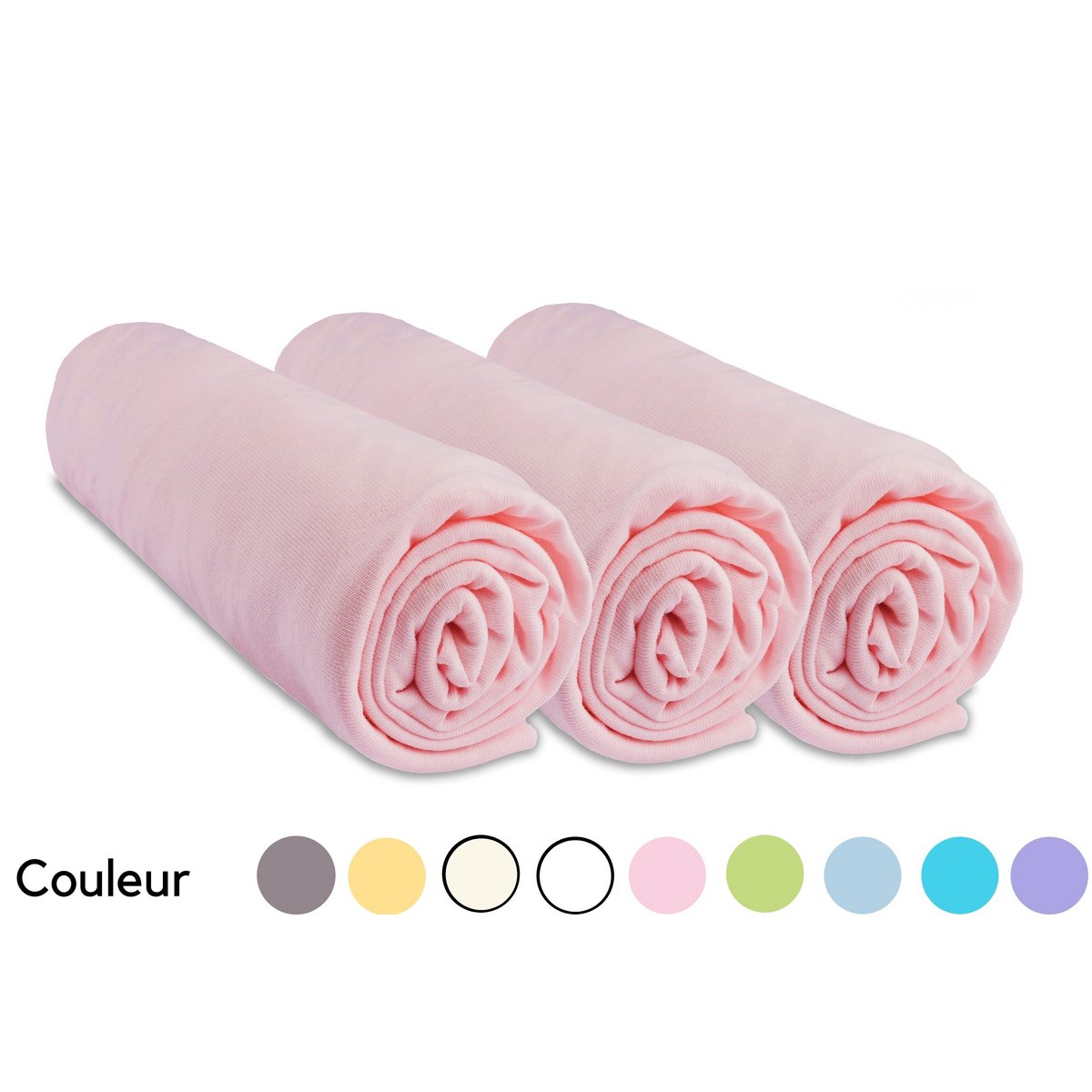 Set van 3 hoeslakens van 100% katoenjersey - 60x120 cm