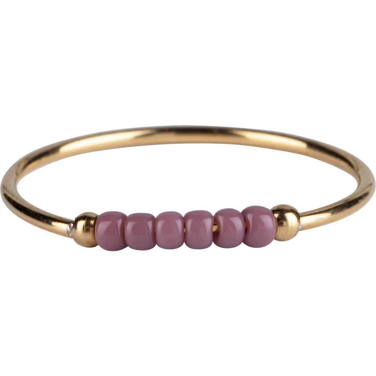 R0982 Angst Ring Palm Vintage Lila Perlen Vergoldet