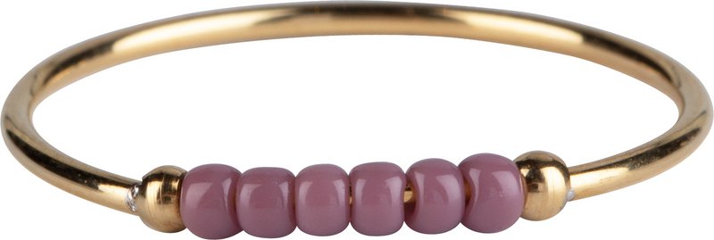 R0982 Angst Ring Palm Vintage Lila Perlen Vergoldet