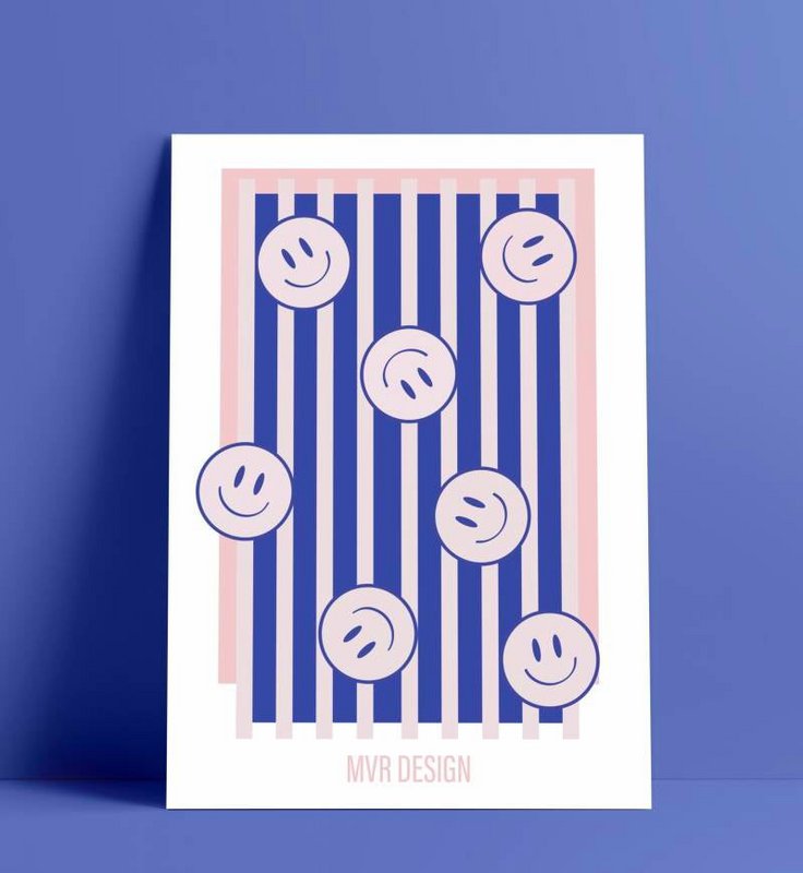 Plakat Smil blå - fersken