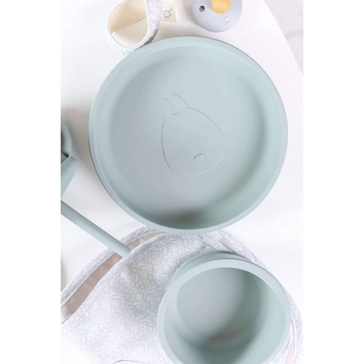 Conjunto Prato Silicone Com Ventosa Verde