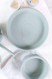 Conjunto Prato Silicone Com Ventosa Verde