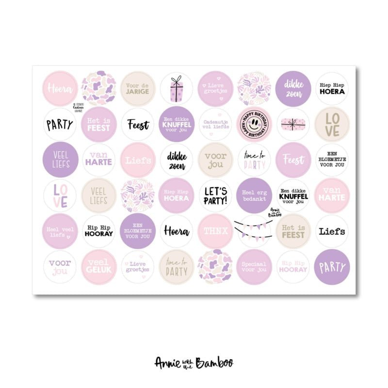 Sticker sheet - Gift stickers 'Lilac / Pink'