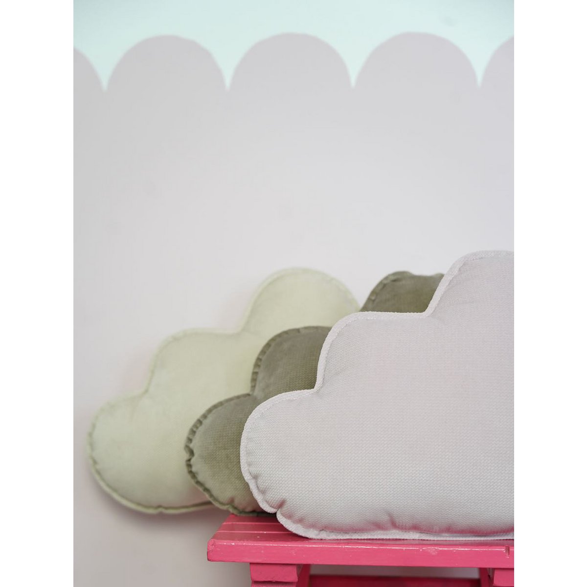 Velvet Cloud Pillow for baby room "Powder pink"