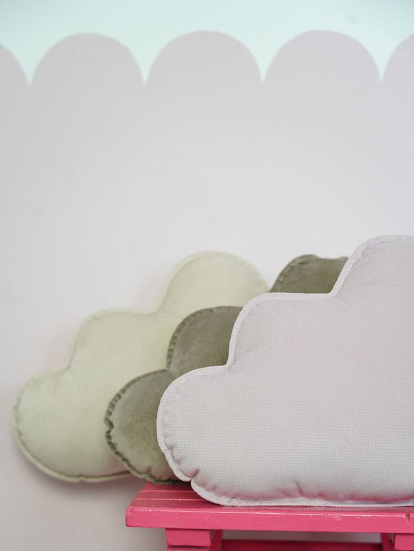 Velvet Cloud Pillow for baby room "Powder pink"