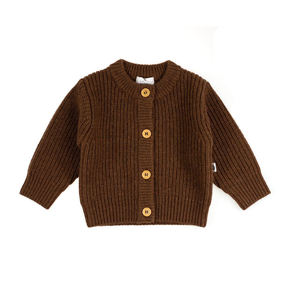 Cardigan bébé en laine tricotée - Laine mérinos - Brunette