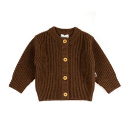 Strikket ulden babycardigan - Merinould - Brunette