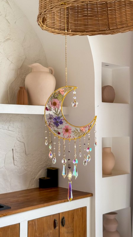 Suncatcher Moonchild Ametista e fiori