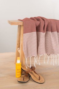 Hammam -Handtuch Fouta Waffelstreifen - Terrakotta - 100x200 cm