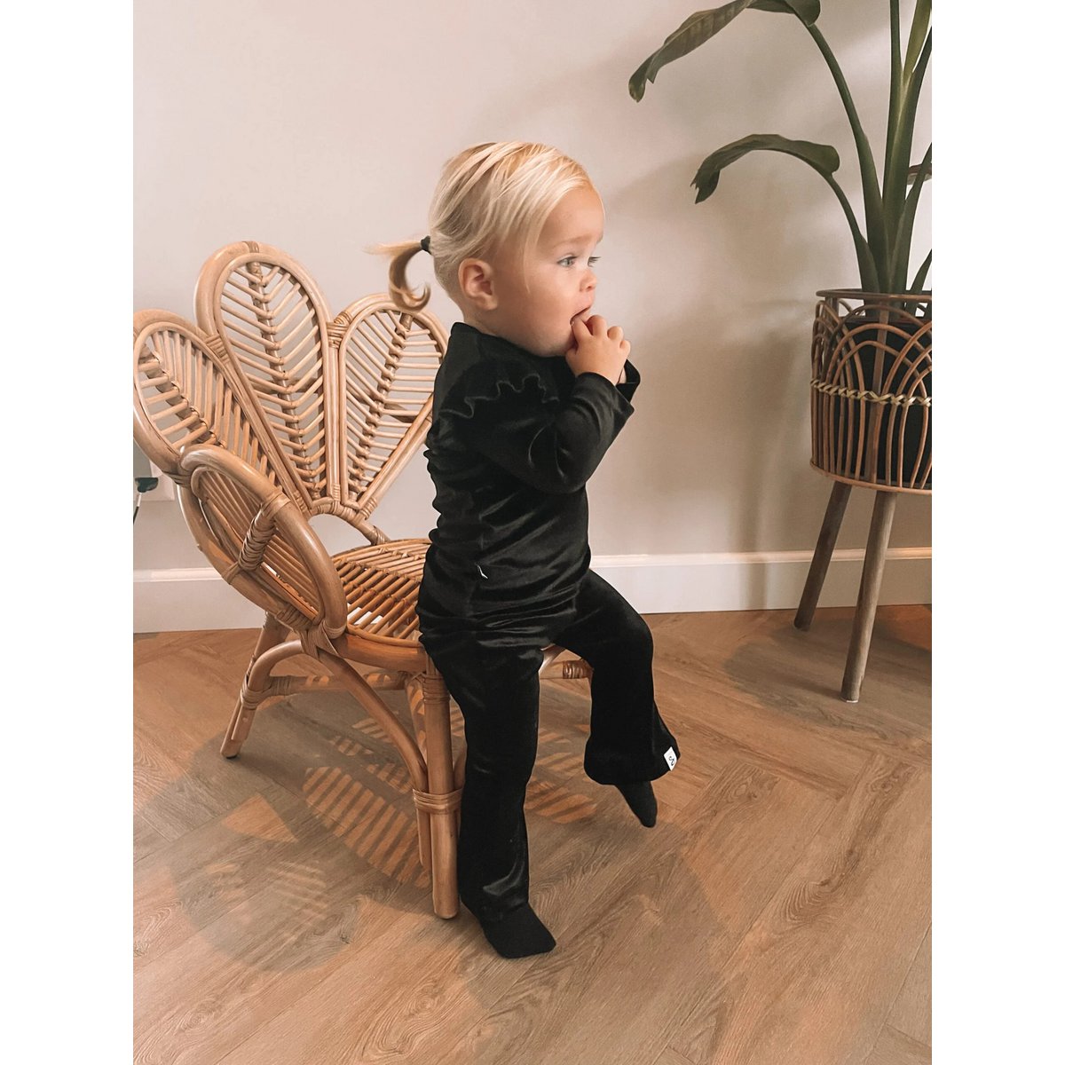 Legging en velours évasé noir