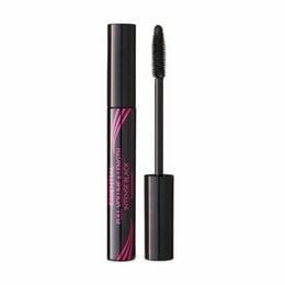 Black mascara wand, intense volume and length, full coverage eye makeup product.