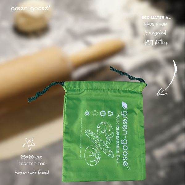 green-goose Sacchetti per panini riutilizzabili in rPet - 2 pezzi - 25x20 cm