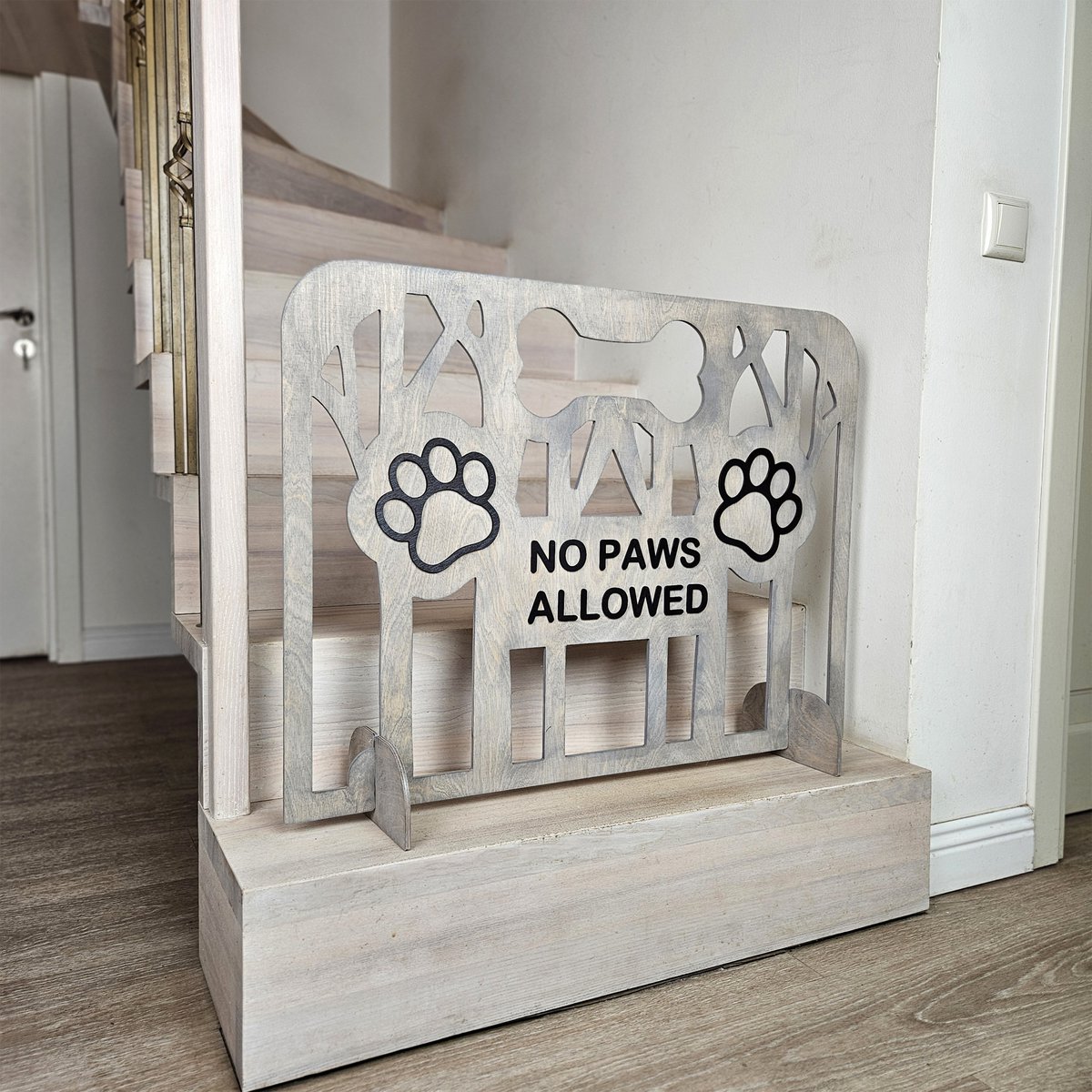 Puerta portátil de tapón para perros de madera para uso en interiores, barrera de mascotas independiente para espacios para el hogar