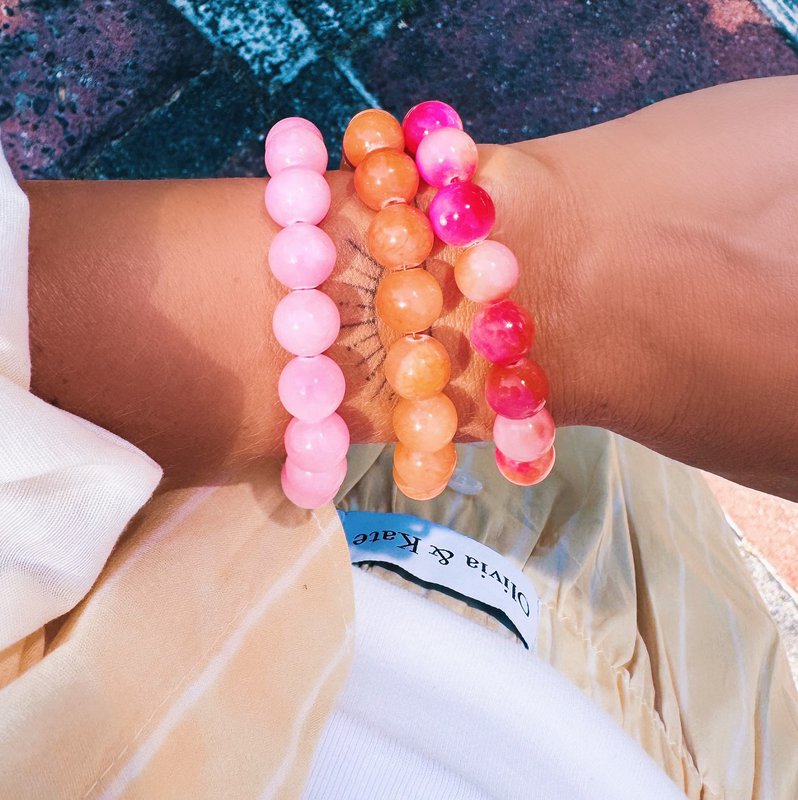 Natursten perle armbånd XL - orange
