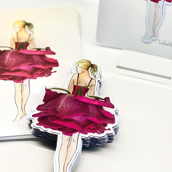 Tarjeta plegable Rose Ballet con imán