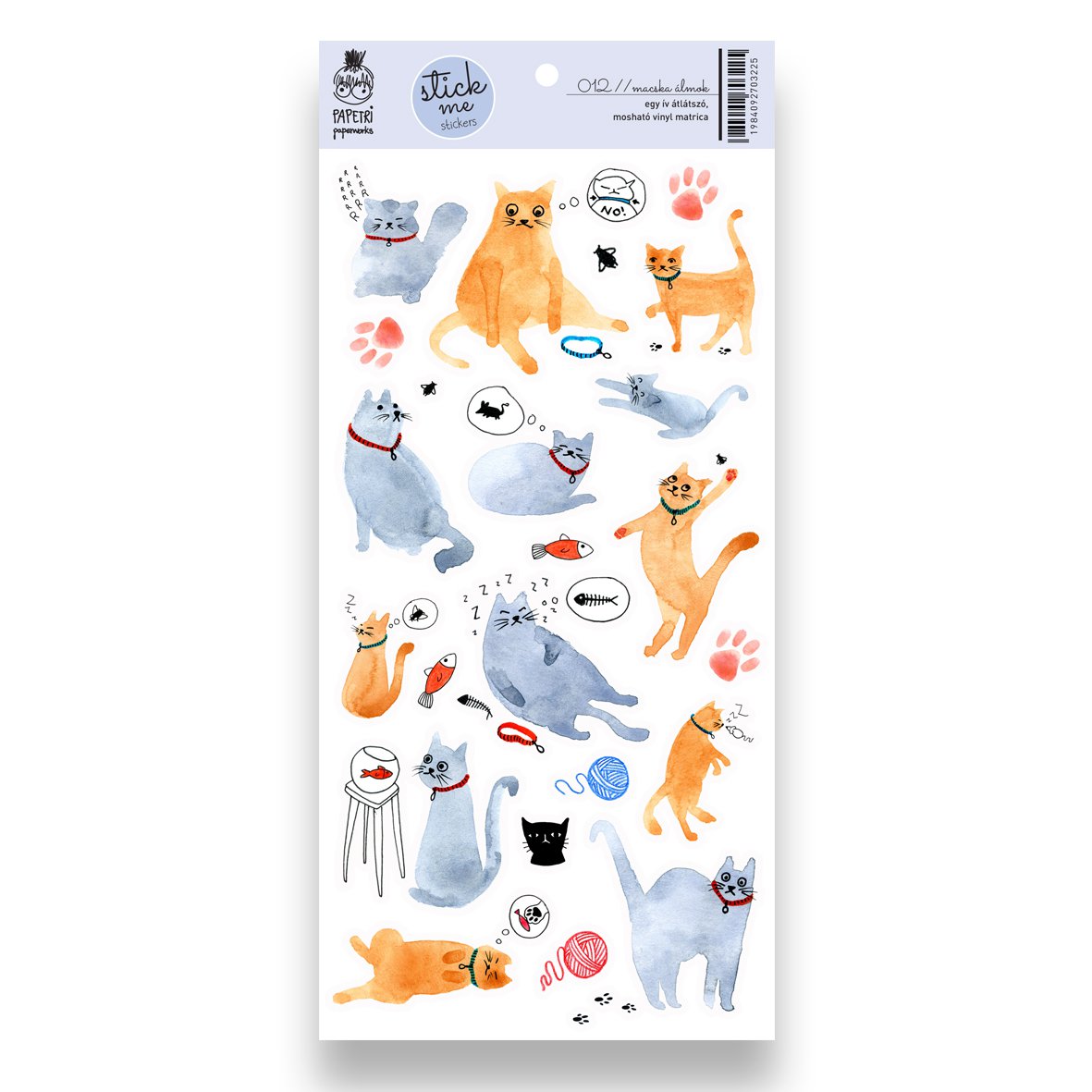 Feuille transparente d'autocollants imperméables - rêves de chat