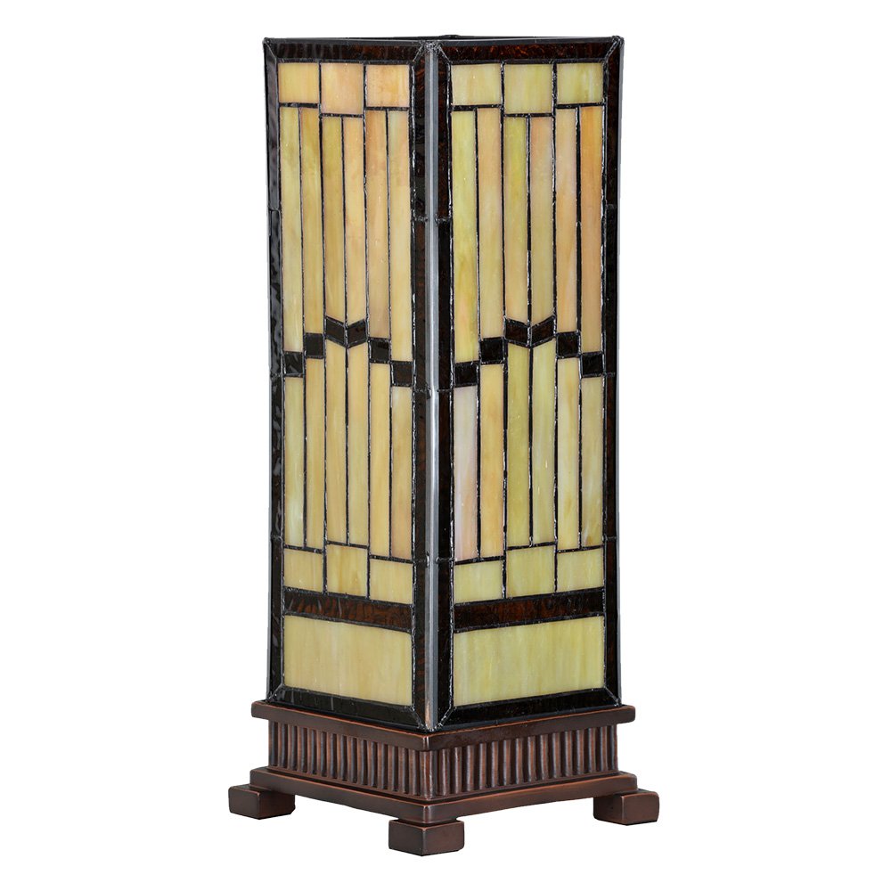 Lampa stołowa Tiffany 17x17x44 cm beżowa szkło