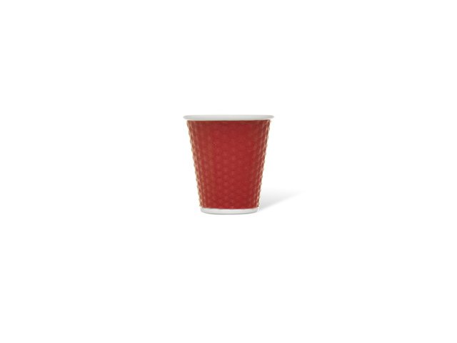 Beker porselein LAP 180ml met silic. grip honingraat Red