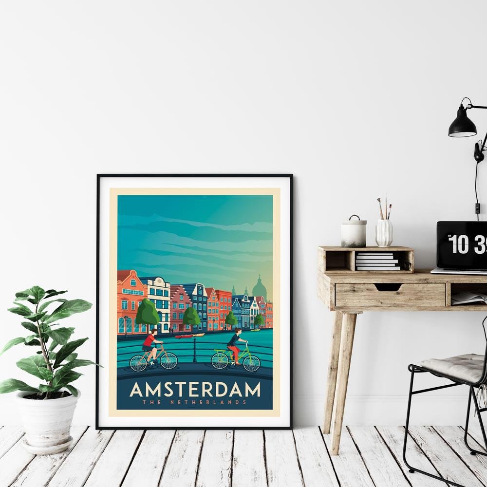 Vintage Amsterdam Poster | Premium poster City Amsterdam Netherlands