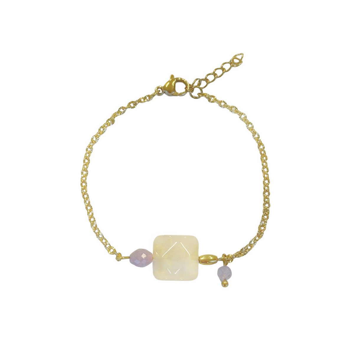 Jade- und Kunzit-Armband – Gold