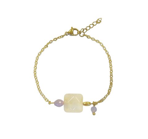 Jade- und Kunzit-Armband – Gold