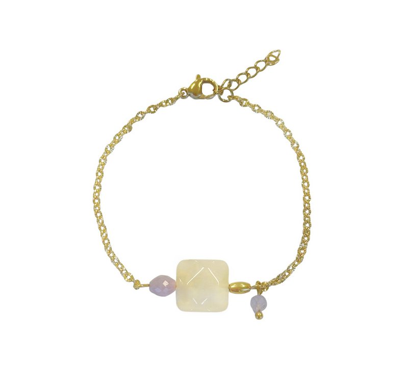 Jade- und Kunzit-Armband – Gold