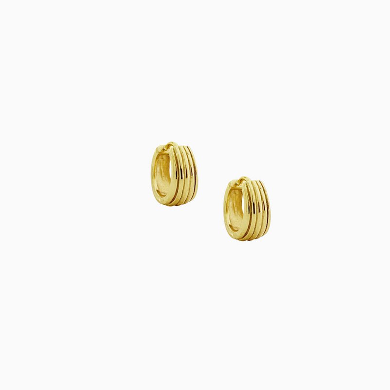 Huggie earrings stripe 12mm gold