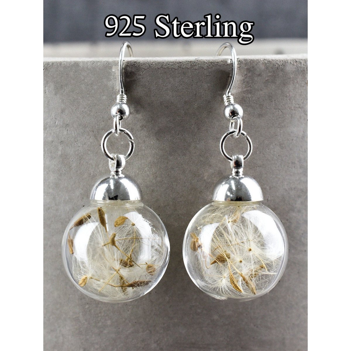 Echte paardenbloemoorbellen - 925 sterling zilver - elegante bloemensieraden - OHR925-12