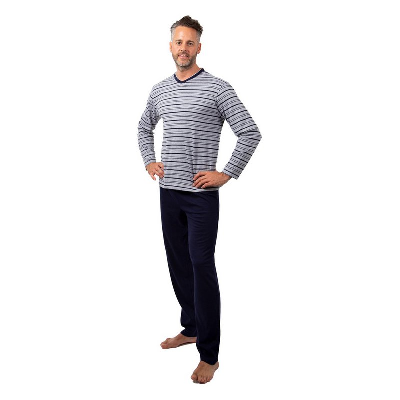 Herren -Pyjama -Set - Langarm - grau