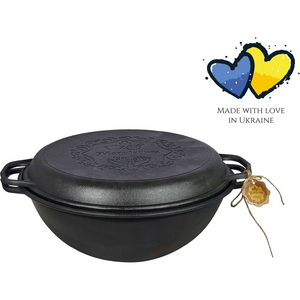 Cast iron Dutch oven - 12 liters - Outdoor Cooking - BBQ frying pan cast iron - Black