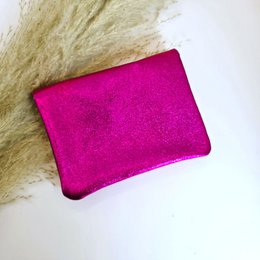 Mini-Geldbörse in Metallic-Fuchsia