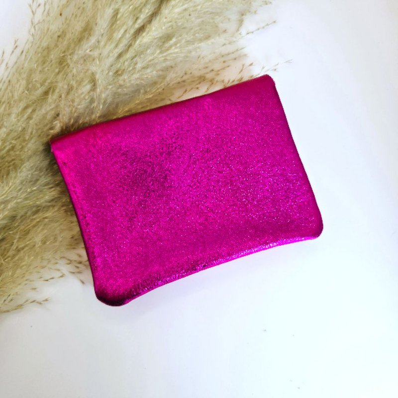 Mini-Geldbörse in Metallic-Fuchsia
