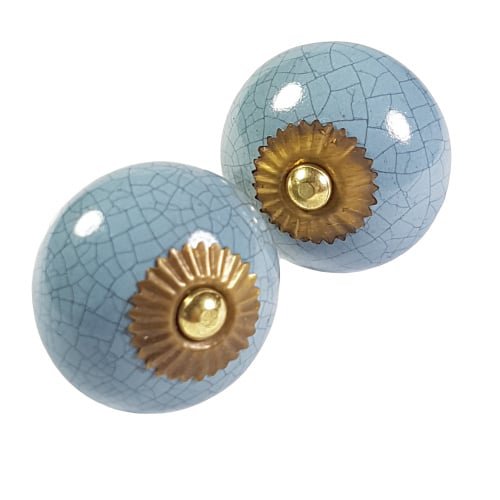 porcelain knob round crackle gray