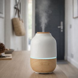 Ultrasonic Diffuser – Purisia – Wood and Ceramic Design – Diffusion of Essential Oils – Customizable Lighting – Decorative Idea