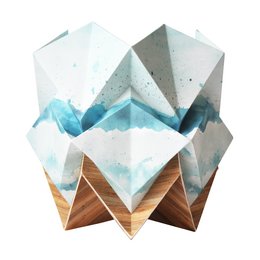 Origami Table Lamp in EcoWood and Paper - Summer Pattern - size S