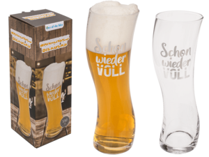 Wobbly beer glass, full again,