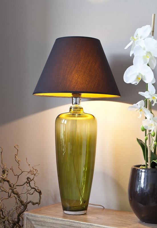 Lampe de table en verre lampe en verre vert étroit sans parapluie