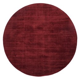 Round burgundy velvet rug, deep red textured floor mat, 200cm diameter.